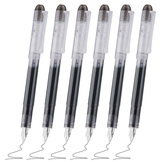 Molain Disposable Fountain Pens, 6Pcs Smooth Writing Black Ink Pens Quick-Drying Liquid ink for School Office Gift Supplies (545826_1-SALZZ-B)
