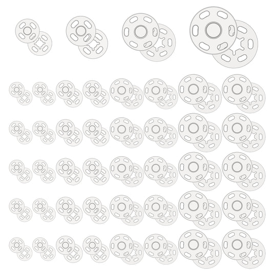 cobee 120 Sets Clear Snaps for Sewing, Plastic Transparent Snap Button Sew On Snaps, Round Sewing Snaps and Fasteners Snaps for Clothing Fabric Press Button Shirts Sewing Clothing DIY Craft