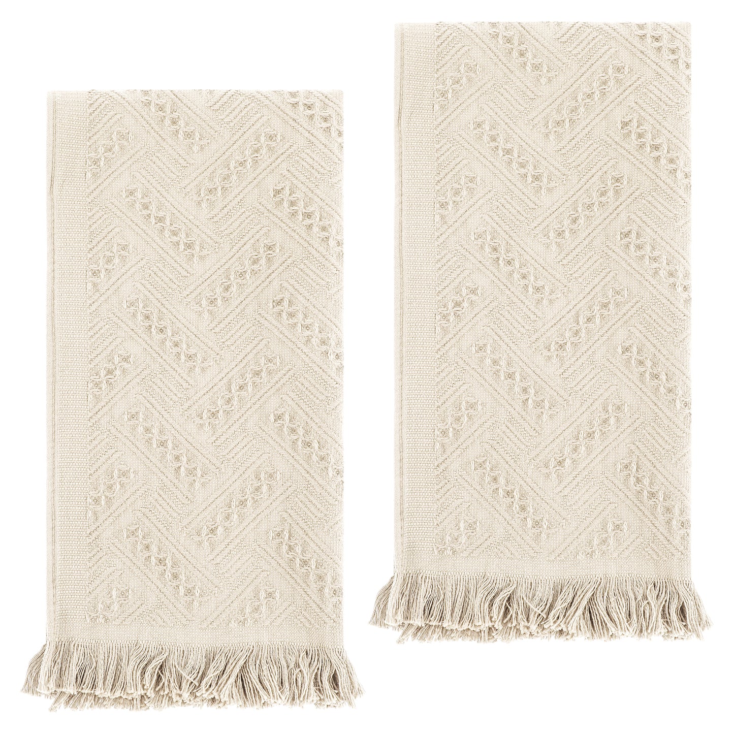 AOZUO 2 Pcs Hand Towels Bathroom, 30×13 Inch Boho Decorative Hand Towels Turkish Absorbent Soft Face Towel for Boho Bathroom Decor Farmhouse Kitchen Hotel Spa Guest(White)