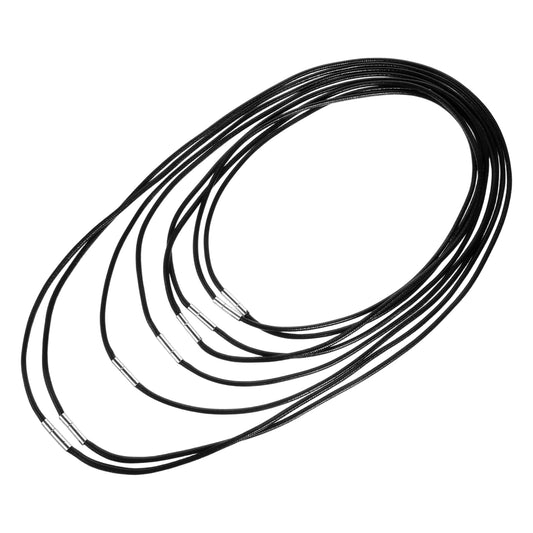 MBAIYO 8Pcs Leather Necklace Cord Set, Black Leather Cord Woven Wax Rope Chain 18”20" 22"24" 28'' Adjustable Leathers Cords Necklaces for Men and Women Waterproof Necklace String for Jewelry Making