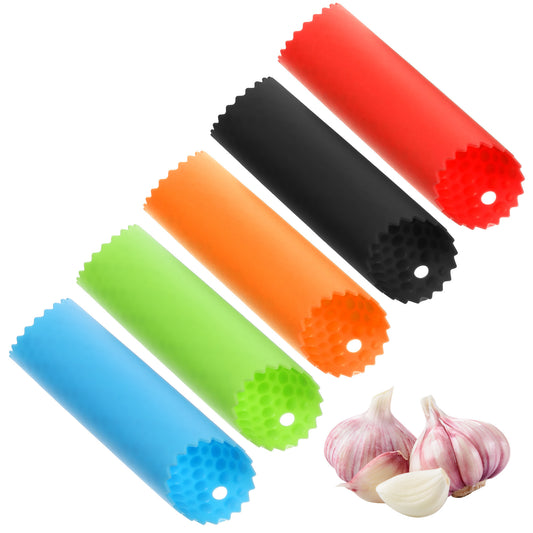 HJZHII 5Pcs Silicone Garlic Peeler, Garlic Skin Remover Roller Garlics Tube Rollers Skin Remover Garlics Roller Peeling Tube Tool Kitchen Tool for Quickly Removing Skins Useful Kitchen Tools