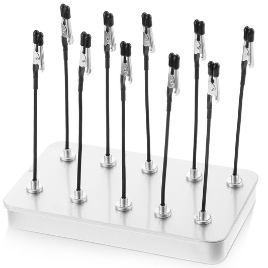 HJZHII 12PCS Metal Model Painting Stand Base, Painting Stand Base Holder Modeling Tools for Airbrush Spray Magnetic Alligator Clip Sticks Set for Airbrush Spray Model Parts Assemble