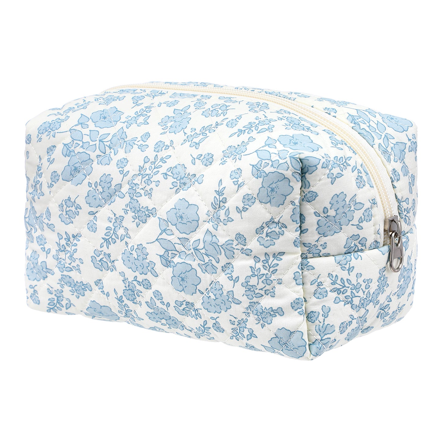 XLIUAX Floral Pencil Case, Large Capacity Cute Aesthetic Pencil Cases, Portable Pen Bag Wide Opening Pencils Pouch Organizer with Zipper Makeup Pouch for Office College(White & Blue Flowers)
