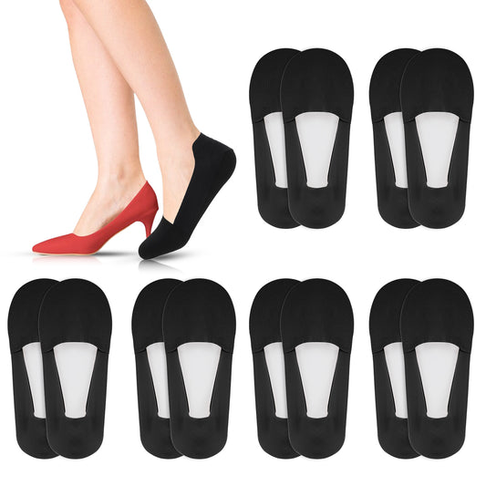 Molain No Show Socks Womens 6 Pairs Low Cut Liner Non Slip Socks for Women Size 5-12 Footies Invisible Socks Cotton Socks Ultra Low Cut Short Socks Thin Flat Socks for Women Girls(M,Black)