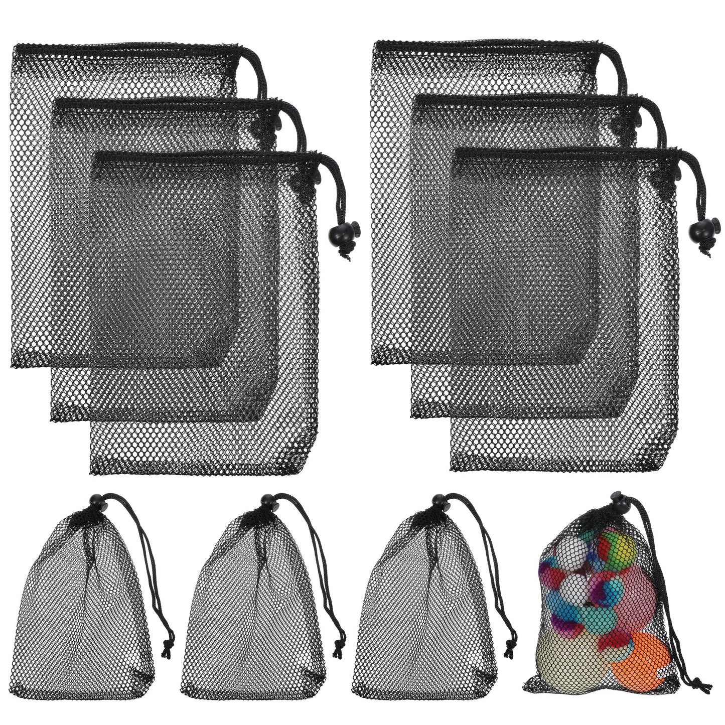 XLIUAX 10pcs Small Drawstring Mesh Bags, 8x6 Inch Portable Storage Bag Mini Net Bag Mini Travel Stuff Bags with Cord Lock Sports Equipment Small Gym Bag for Golf Stuff Balls