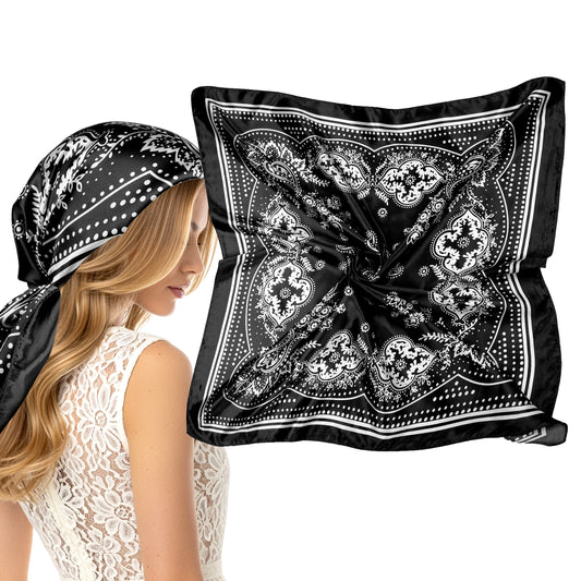 BOHUIZ Women Square Satin Head Scarves Satin Scarf, 35" Large Soft Square Satins Scarf Bandana Scarfs Satins Women's Scarves Neck Headscarf Decoration Headwear Gift for Women