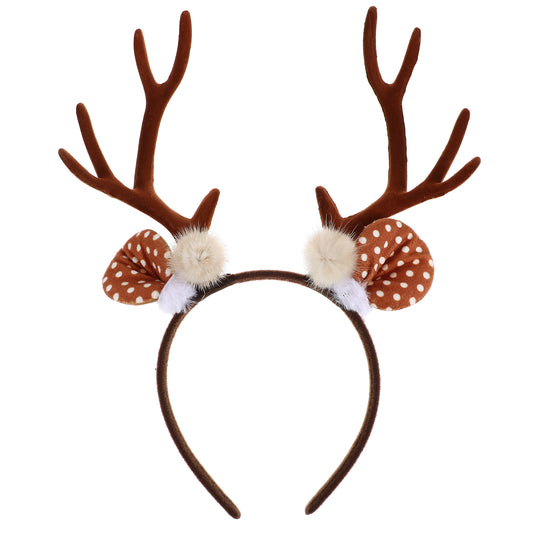 JIEYAO Christmas Deer Antlers Headband,Realistic Reindeer Antler Ear Headband Xmas Deer Ears Head Accessories Cosplay Costume