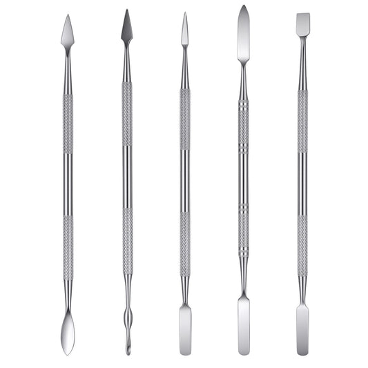 Molain Stainless Steel Pottery Clay Sculpting Tools, 5 PCS Double-Ended Polymer Clay Tools Kit for Pottery Modeling Carving Shaping Embossing Miniatures