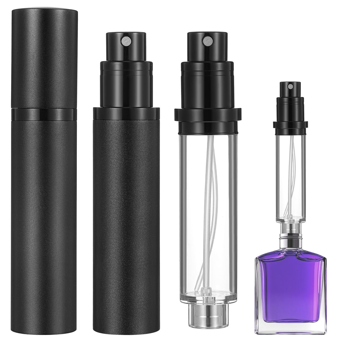 IANFAN Mini Refillable Perfume Atomizer, Portable Travel Perfume Refillable Bottle Leakproof Empty Cologne Dispenser 10ml Perfumes Spray Bottle Refill Pump Case for Traveling and Outgoing (Black)