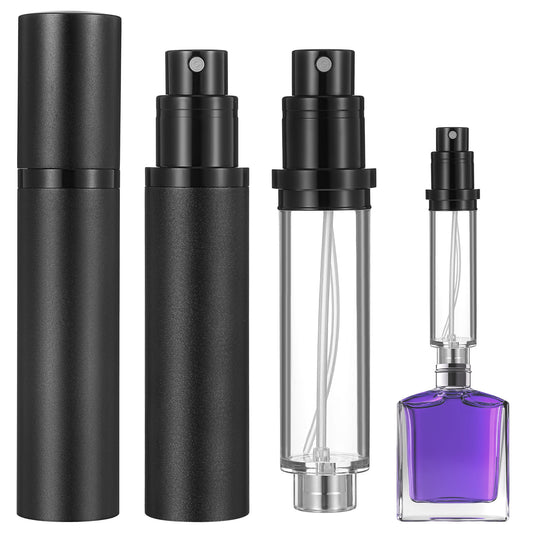 IANFAN Mini Refillable Perfume Atomizer, Portable Travel Perfume Refillable Bottle Leakproof Empty Cologne Dispenser 10ml Perfumes Spray Bottle Refill Pump Case for Traveling and Outgoing (Black)