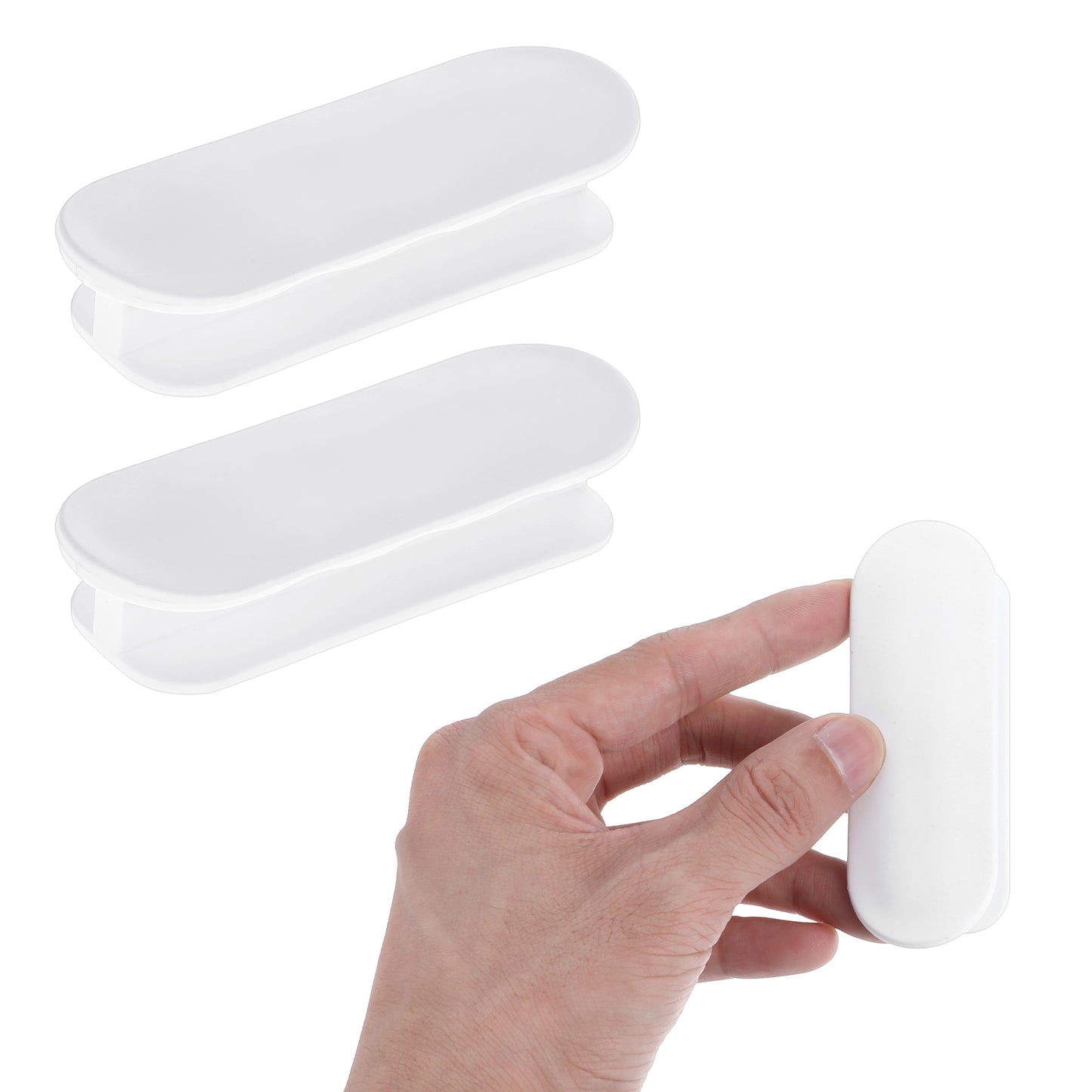 JIEYAO 6 Pcs Self Adhesive Handles, Handle Helper for Kitchen Cabinet Knobs Drawer Window Sliding Closet Push Pull Helper Stick-on HandlesABS Plastic Furniture Pulls for Windows Door Drawer(White)