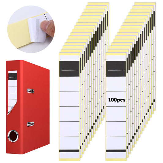 LXUEJIE Pack of 100 Self-Adhesive Folder Spines, File Label, Folders Labels Self-Adhesive Narrow, Blank Folders Labels Stickers to Write Spine Label for Office Library Archiving, White (36 x 190 mm)