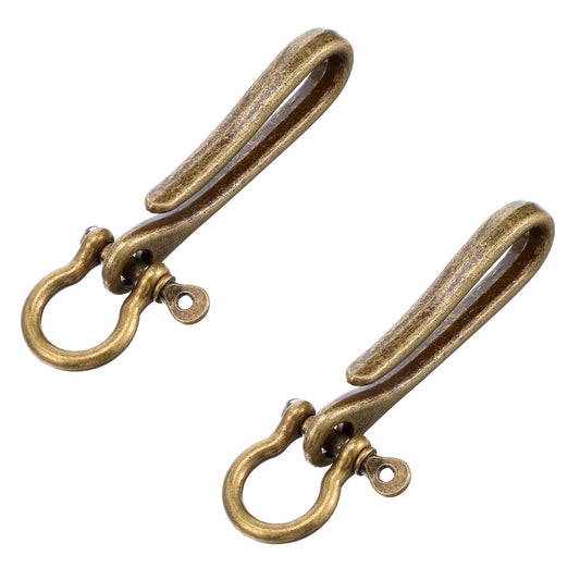 HJZHII 2 Pcs Fish Hook Key Chains, Belt Clip for Keys Antique Bronze Fish Hook Key Chains Retro Wallet Clip Belt Buckle Pocket Clips U Shaped Keychain for Men Women
