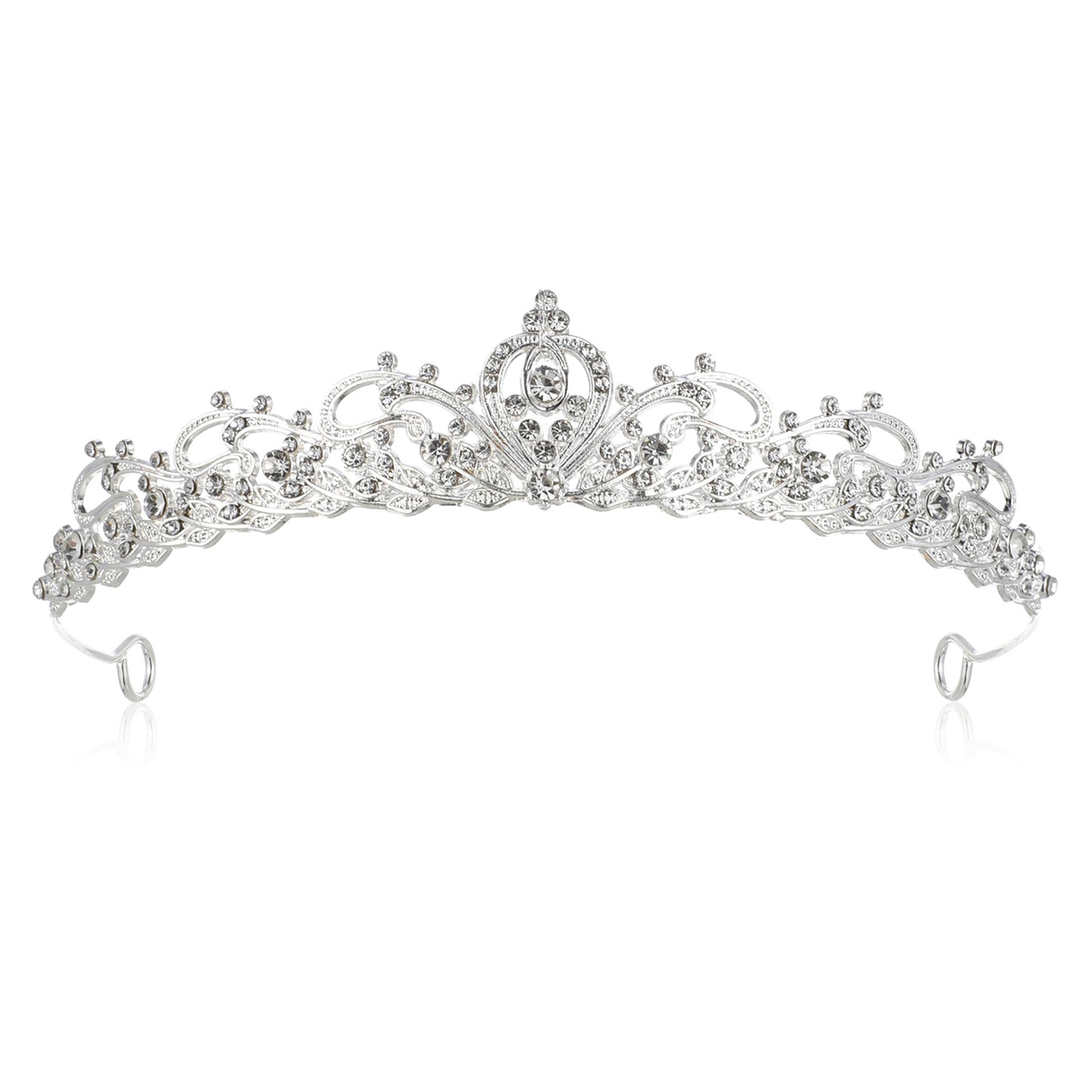 WJIAAA Silver Glitter Rhinestone Princess Crown, Tiara Headband for Women