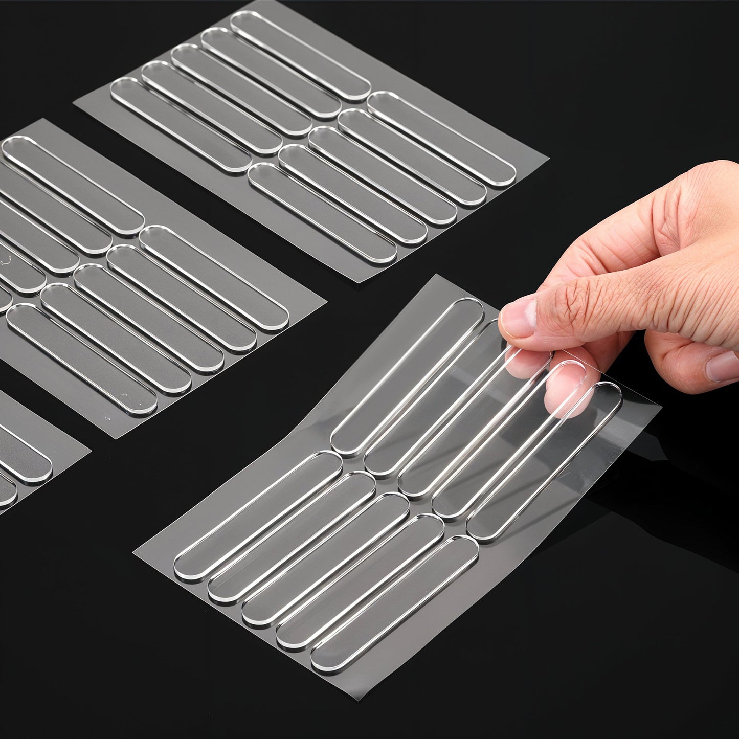 WJIAAA 40PCS Cabinet Door Bumpers, Self Adhesive Silicone Buffer Strips Clear Anti Slip Pads for Furniture Drawer Glass Table Top Noise Reduction