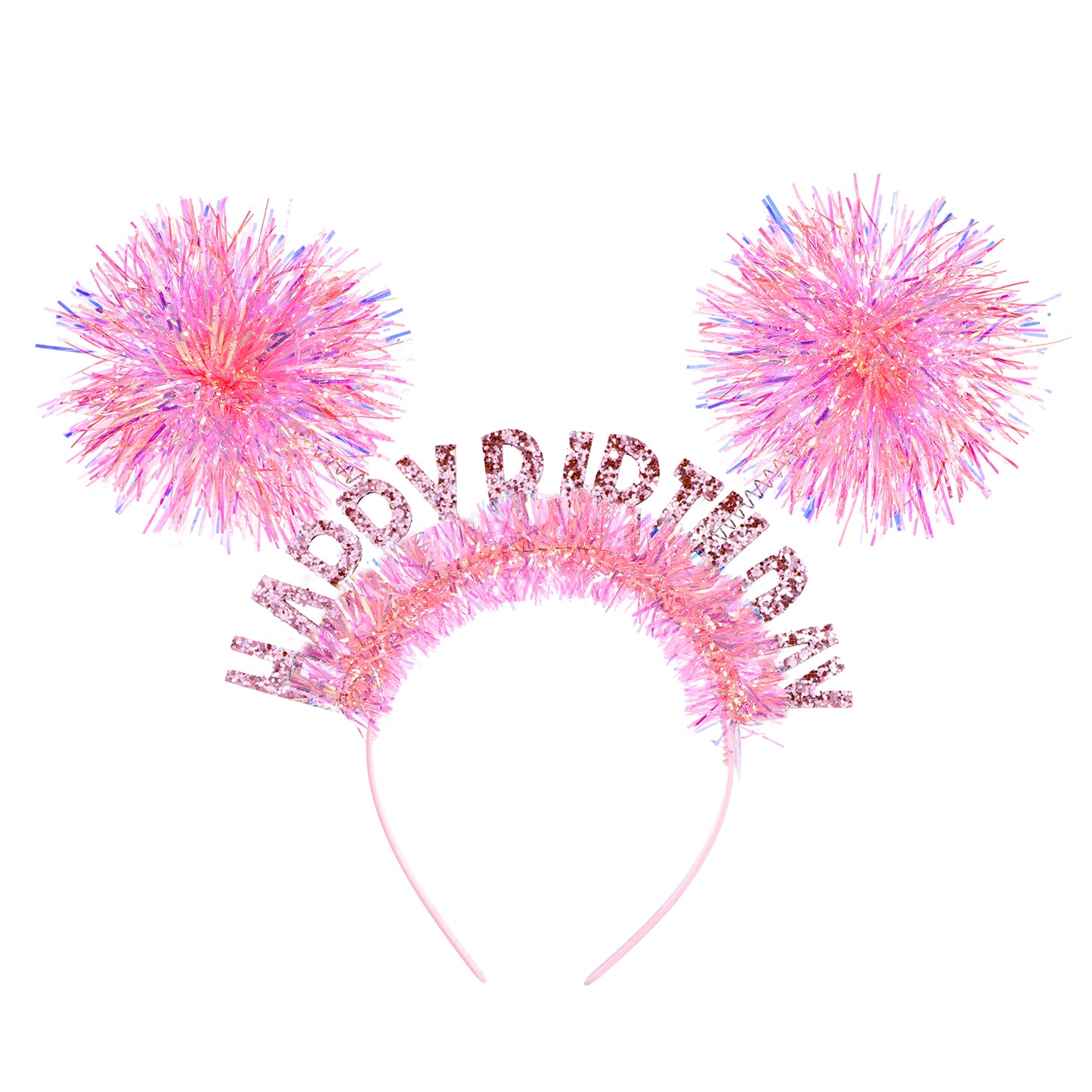 TIESOME Birthday Crown Adult, Glitter Sequin Birthday Headband for Women & Girls, Pink Tiara Hair Accessories for Party, Photos, Gifts