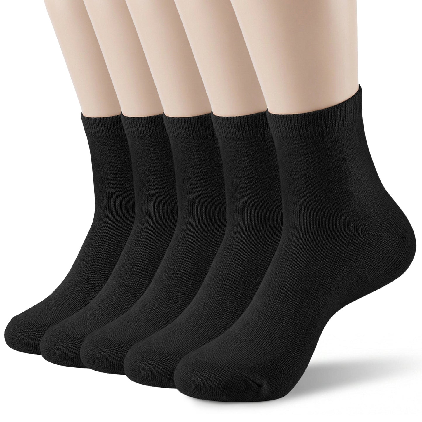 Molain Men's Black Cotton Socks, 5 Pairs Breathable Comfortable Dress Ankle Socks for Business Office Casual, Size UK 6-10