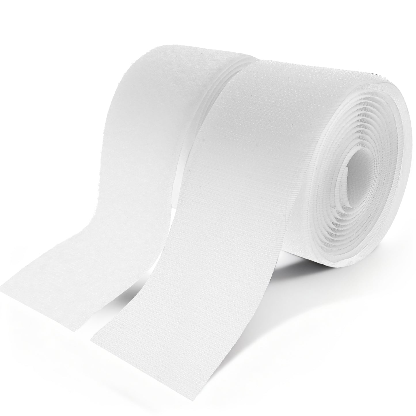 LIQWEI 5cm/2Inch Wide Hook and Loop Tape, Strong Heavy Duty Stick On Tape, Double Sided Sticky Tapes for Clothing Sewing Crafting DIY Projects(White)