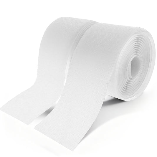 LIQWEI 5cm/2Inch Wide Hook and Loop Tape, Strong Heavy Duty Stick On Tape, Double Sided Sticky Tapes for Clothing Sewing Crafting DIY Projects(White)
