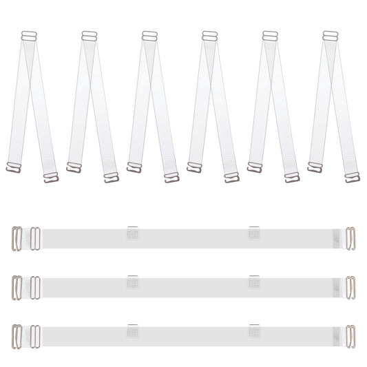 BOHUIZ Clear Bra Straps for Women, 9 Pcs Soft Non-Slip Adjustable Bra Straps Invisible 13 Mm Thin TPU Clear Back Strap Shoulder Strap Replacement for Women Dancers Strapless Bras