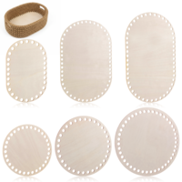 JJUNW 6PCS Wooden Basket Bottom, Blank Crochet-Basket Wood Base, Round Oval Square Wooden Basket Bottoms for DIY Craft Weaving Making Supplies Home Decoration