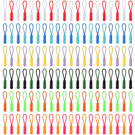 cobee 120 Pcs Zipper Pulls Replacement, Zipper Pull Charm Tabs Extender Cord, 12 Colors Zippers Fixer for Backpacks, Jackets, Luggage, Purses, Handbags, Sweatshirt