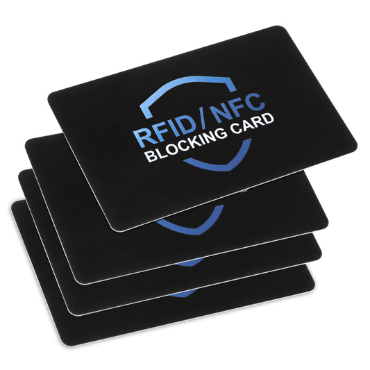 Bewudy 4 Pack RFID Blocking Card, Anti-Theft NFC Blocker Contactless Slim NFC Blocker Debit Credit Card Protector for Wallets RFID Blocking Cards for Men & Women