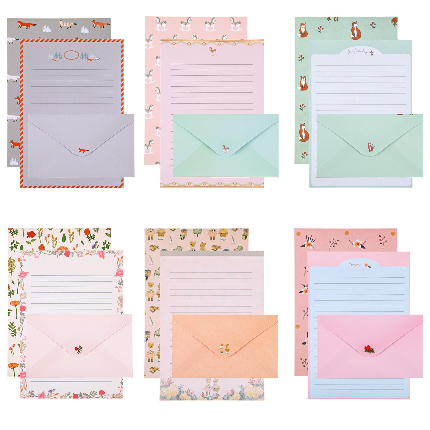 LIQWEI 54Pcs Stationary Paper and Envelopes, Letter Writing Paper, Cute Writing Stationery Warm Floral Themed Stationary Kit, Lined Papers for Invitations Gift Decorations Party Office School Supplies