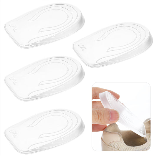 TIESOME 2 Pairs of Transparent Gel Silicone Heel Pads, 1cm/0.39 in Height Increase Insoles for Heel Pain Relief Plantar Support Shock-Absorbing Cushions for Men Women