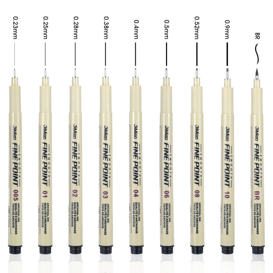 Giantree μm Fineliner Ink Pens, Fineliner pens Waterproof Archival Ink Set, No Bleed Drawing Art Pens for Artist Illustration, Sketching, Technical Drawing, Zentangle, Scrapbooking(9)