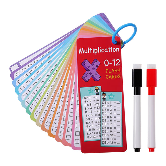 HJZHII 15PCS Multiplication Flashcards 0-12 with 2PCS Dry Erase Markers 1 Ring, Times Table Flash Cards Math Flashcards Times Table Flash Cards Educational Times Table Flashcards for Classroom Home