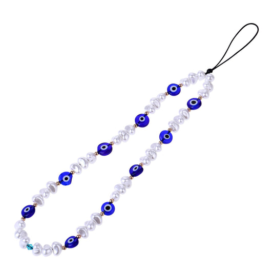 BOHUIZ Beaded Mobile Phone Charm, Blue Evil Eye Phones Lanyard Gemstone Phone Wrist Strap Keychain for Men Women Cell Phones String Strap