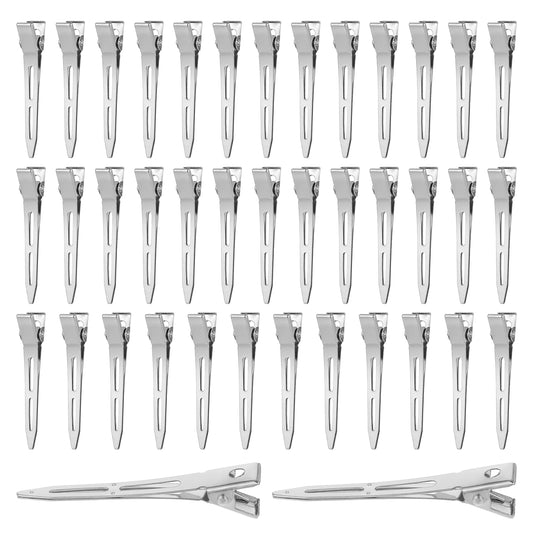 Jiyin 20/40 Pieces Duckbill Hair Clips, 5.5 Cm Silver Hair Clips Alligator Clips Metal Hair Clips Sectioning Clips Metal Hair Clips Hairdressing Supplies(40 Count)