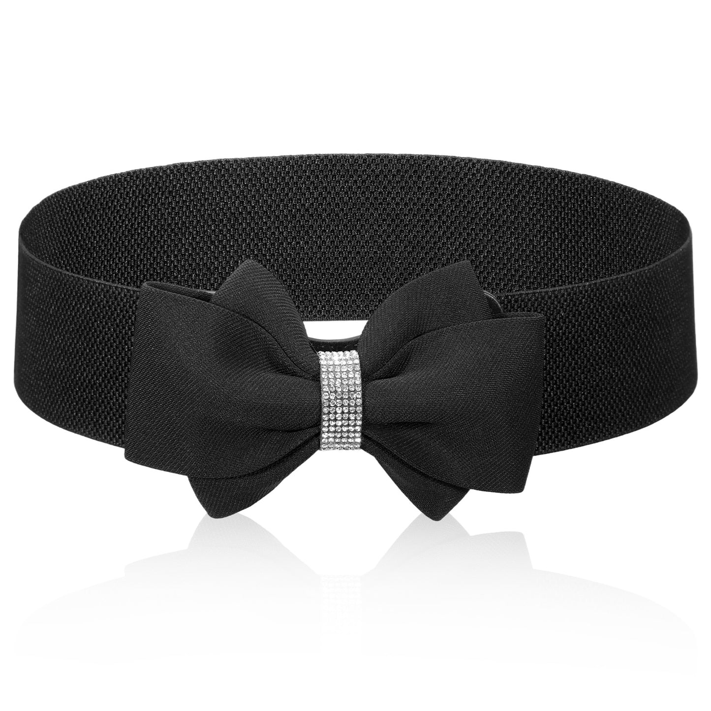 WJIAAA Bow Belts for Women, Wide Elastic Waist Belt Vintage Bowknot Stretchy Belt f with Rhinestone for Women Dresses