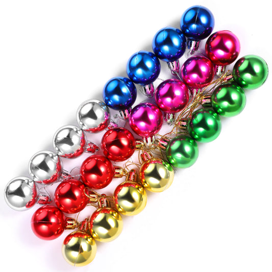 JIEYAO 1.2 Inches Colored Christmas Balls Ornaments, Mini Shatterproof Ball Living Room Garden Decoration Wall Xmas Tree Decor Supplies