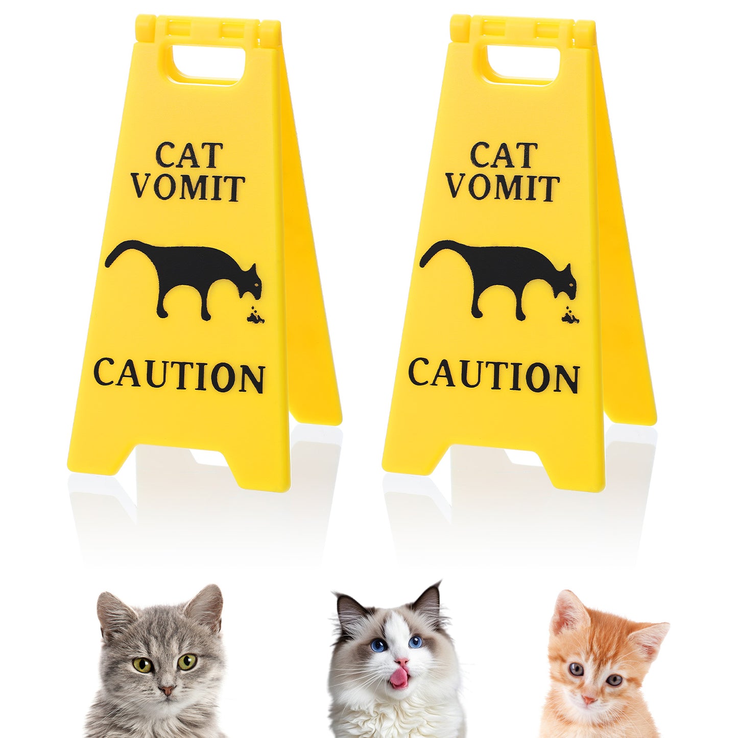 XLIUAX Funny Cat Vomit Caution Sign, Cat Vomit Warning Sign Humorous Desk Decorations for Cats Lovers Pet Enthusiasts(2)