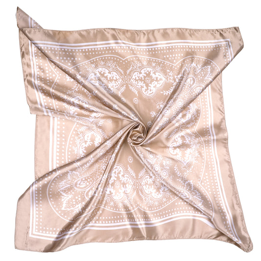JIYIN Women Square Silk Head Scarf, 35" Large Soft Satin Headscarf Silk Scarf for Women Elegant Silk Scarf Versatile Satin Scarf Perfect Silk Head Scarf Gift for Women Blue(Brown)