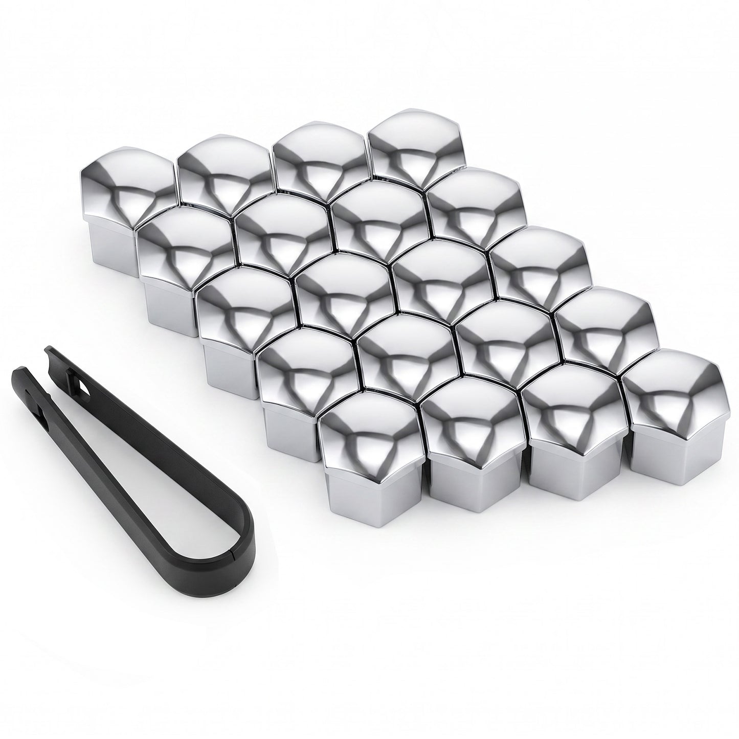 JJUNW 20 Pcs 19mm Wheel Nut Covers, Alloy Wheel Protectors Hexagonal Lugnut Covers With Removal Tool, Silver Automotive Exterior Accessories For Most Vehicles
