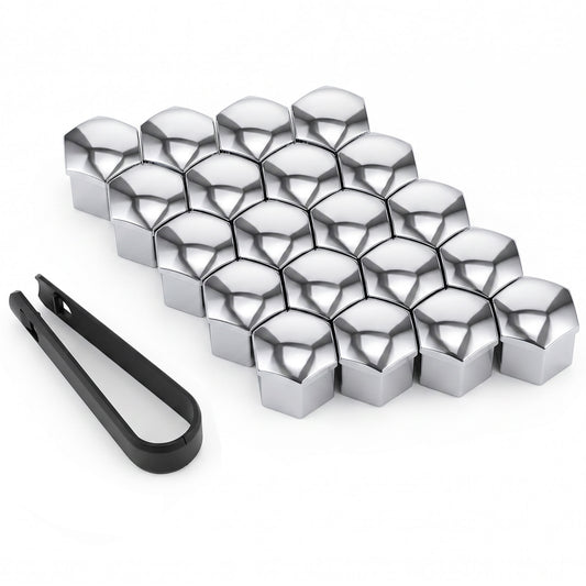 JJUNW 20 Pcs 19mm Wheel Nut Covers, Alloy Wheel Protectors Hexagonal Lugnut Covers With Removal Tool, Silver Automotive Exterior Accessories For Most Vehicles