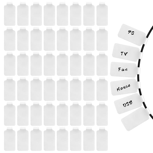 LIQWEI 40Pcs Cable Labels, Write On Cord Labels Tags, for Organizing Wires,Electronics and Identification, Reusable with Multiple Uses (White)