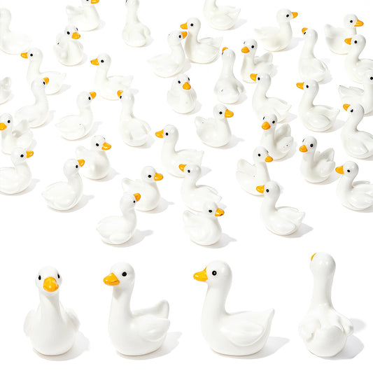Amaxiu 50Pcs Mini Tiny Gooses, Tiny Resin Geese Statues Handcrafted Small Desk Goose Decor for Cake Toppers Micro Landscape Ornaments DIY Crafts Miniature Geese Animals Statues to Hide