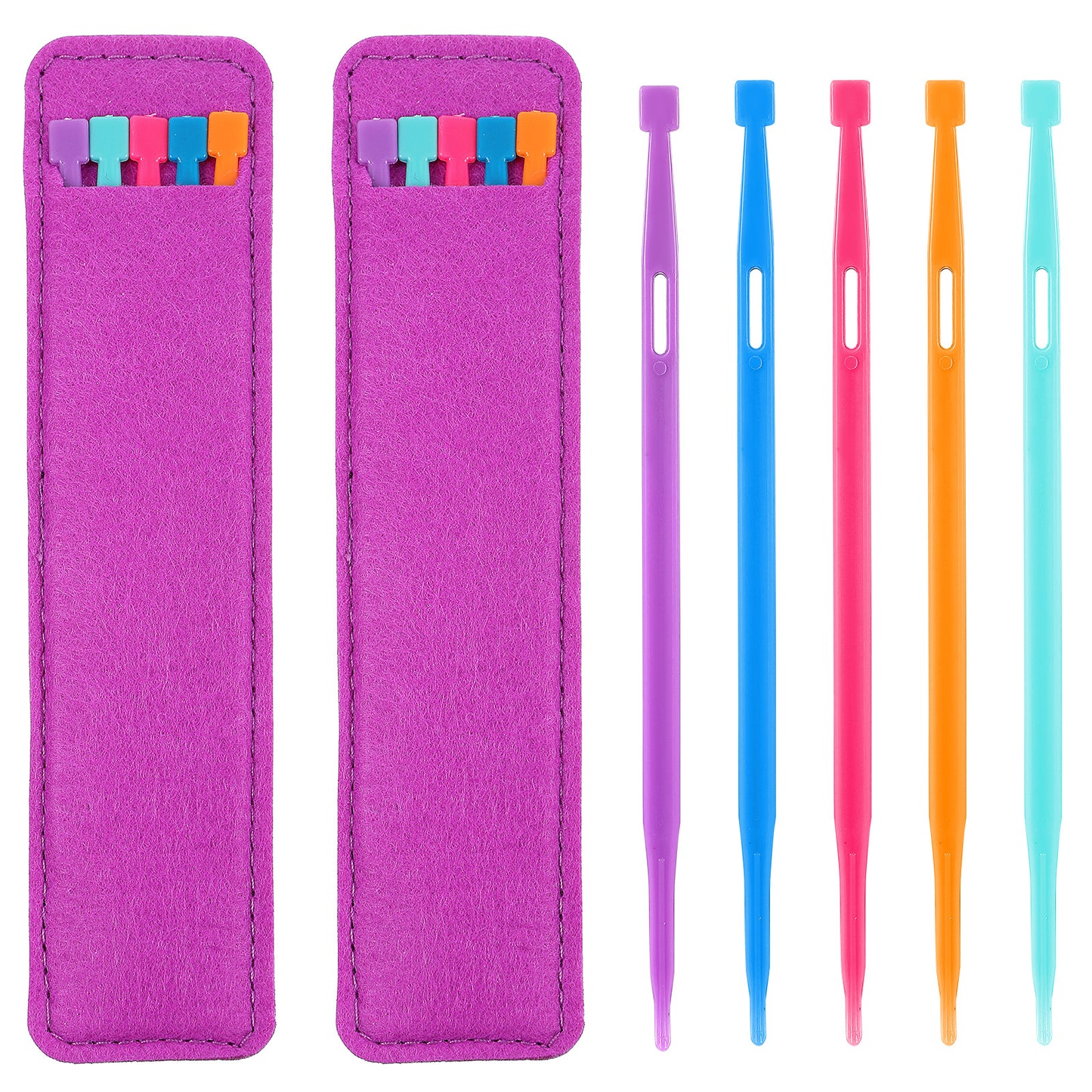 YUXMU 10pcs That Purple Thang Sewing Tools with 2 Bag, Multifunctional Plastic Sewing Needles Quilting Tool Kit Accessories with Purple Felt Storage Pouches for Crafting Quilting Tailoring Projects