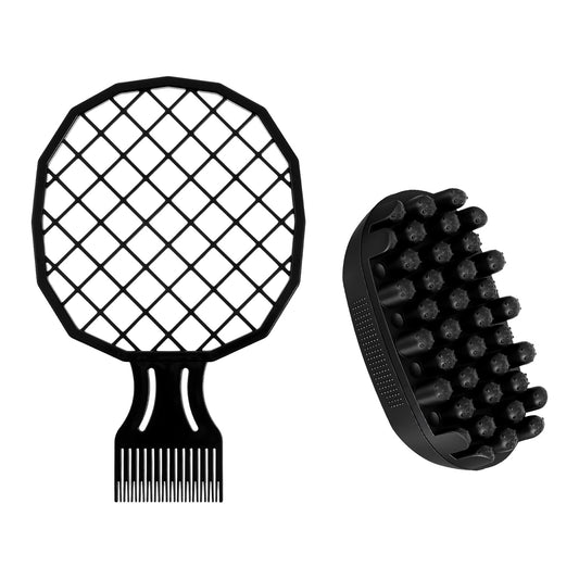 JJUNW Comb Rubber Styling Tool, Twist Combs, Silicone Rubber Curl Brushes Twist Styler Brushes for Curls Afro Hair Brush Afro Brush