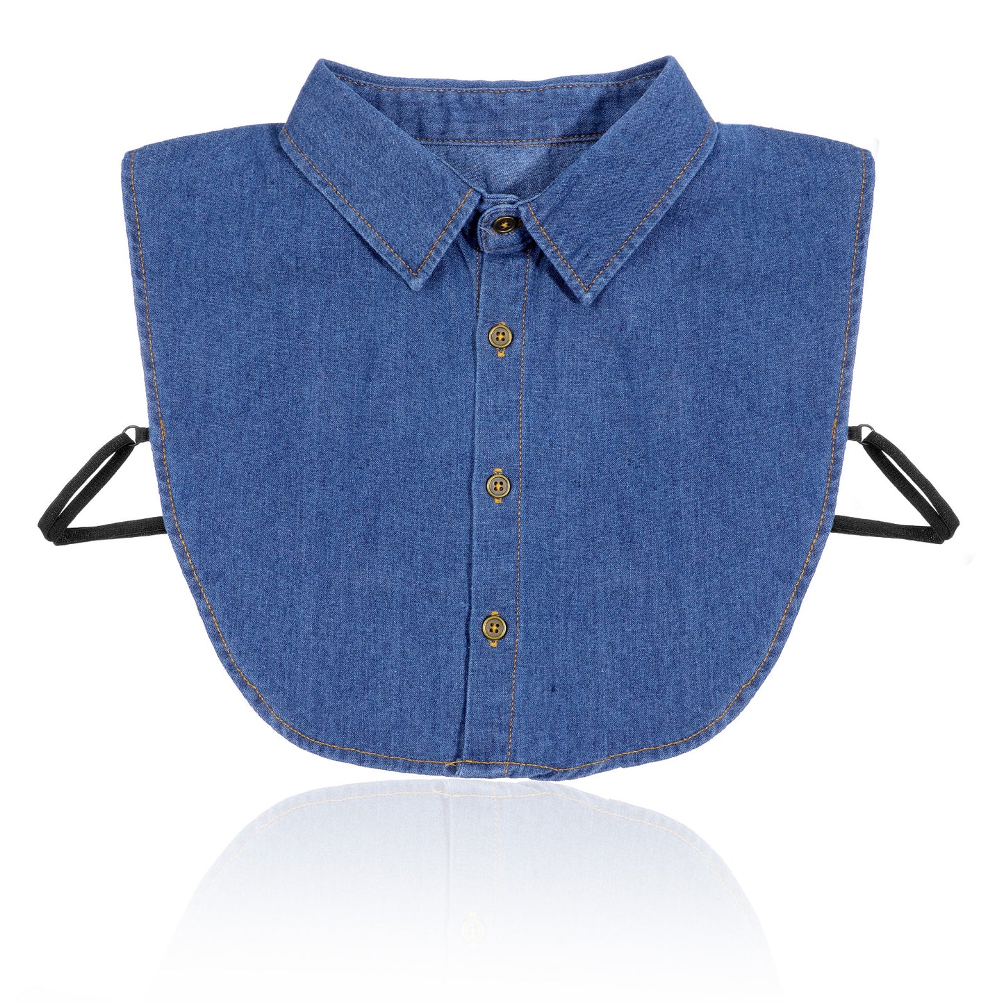 Molain Denim Detachable Collar, Dickey Half Blouse Fake Collar Removable Decorative Collar Accessory with Buttons for Women