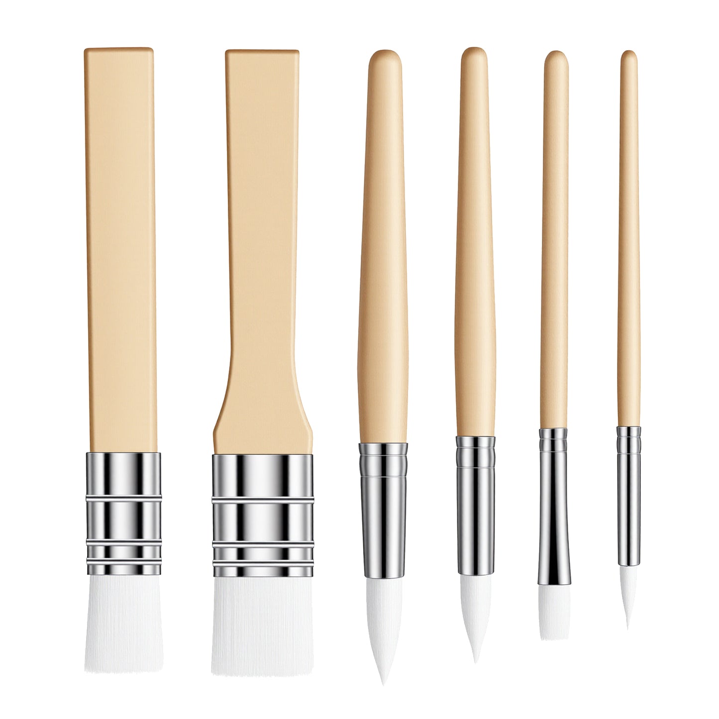 LXUEJIE 6Pcs Wooden Paint Brush Set, Paintbrushes for Acrylic Painting Painting Brushes Artist Paintbrushes for Oil Watercolor Canvas Boards Rock Body Face Nail Art, DIY Arts Crafts Supplies