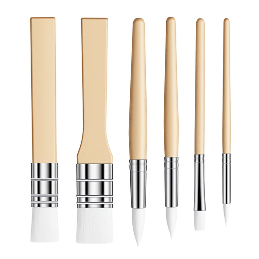 LXUEJIE 6Pcs Wooden Paint Brush Set, Paintbrushes for Acrylic Painting Painting Brushes Artist Paintbrushes for Oil Watercolor Canvas Boards Rock Body Face Nail Art, DIY Arts Crafts Supplies