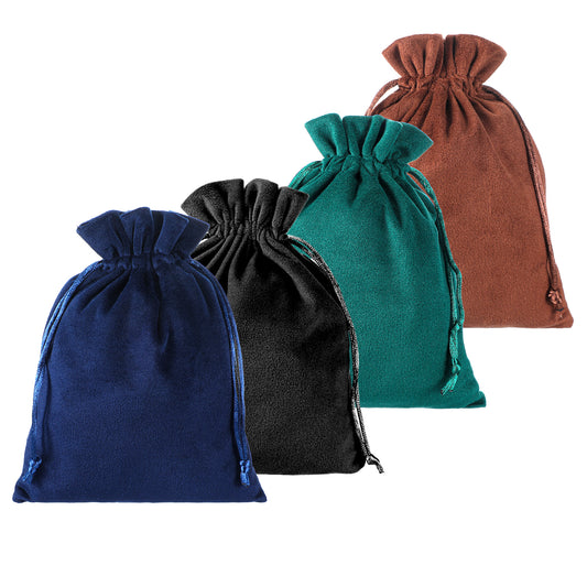 LXUEJIE 4 Pcs Soft Velvet Gift Bags, 4.9x6.9inch Dice Storage Bag with Drawstring, Dice Bag Small Drawstring Pouch for Tarot Rune Jewelry Crystal Jewelry Pouch Enthusiasts Hand Gift Bags(4 Colors)