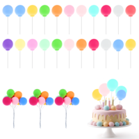 Jeffdad 30Pcs Colorful Balloon Cake Topper Round Cupcake Toppers DIY Cake Insert Topper Cake Balls Decorations for Wedding Birthday Baby Shower Cake Decoration