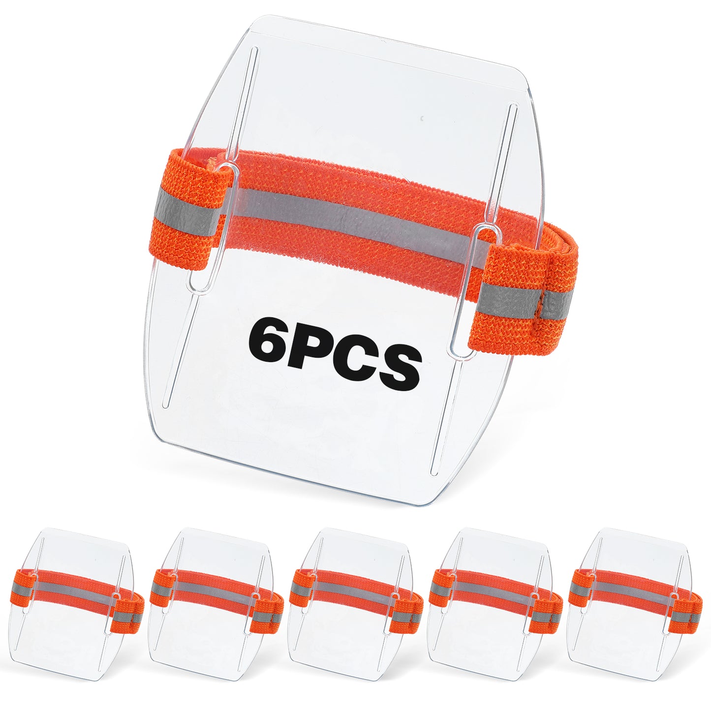 DOPENSPI 6PCS Arm Badge Holder, Waterproof Armband ID Card Holder with Adjustable Elastic Strap Arm ID Badge Holders Cruise Card Holders for Sport Staff Office Employees Universal Size(Orange)