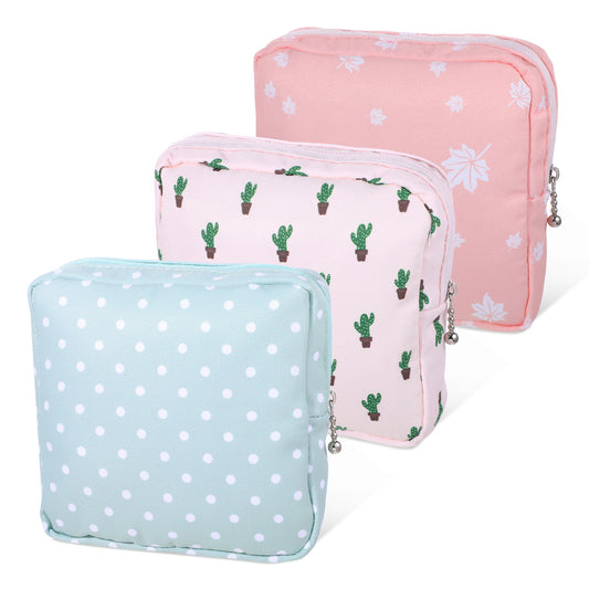 LXUEJIE 3 Pcs Sanitary Napkin Storage Bag, Portable Period Bags for Women Reusable Pad Bag for Period Feminine Product Bags for Pads Sanitary Napkins Tampons Panty Liners Storage